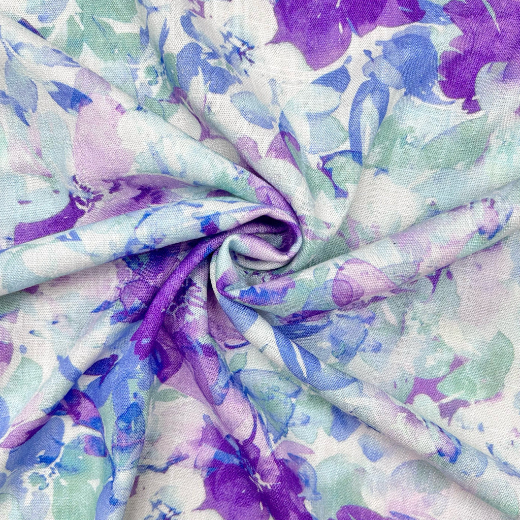 Violet Whisper Stretch Linen Mix Fabric