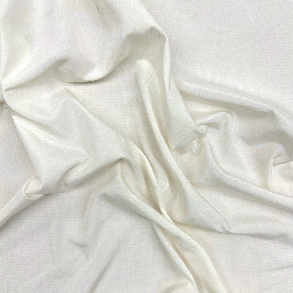 Small Check on Ivory Polyester Fabric