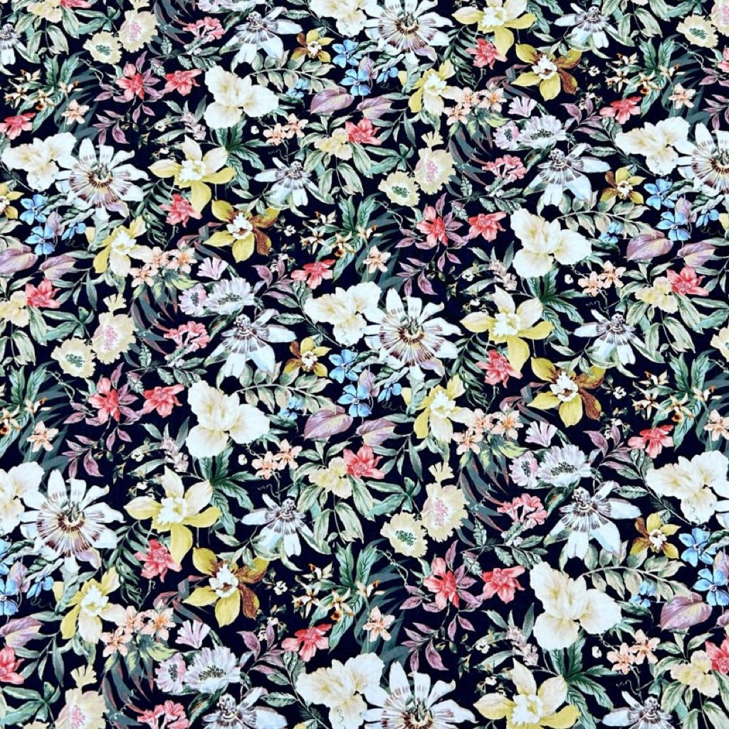 Bright Botanical Rose &amp; Hubble Cotton Poplin Fabric