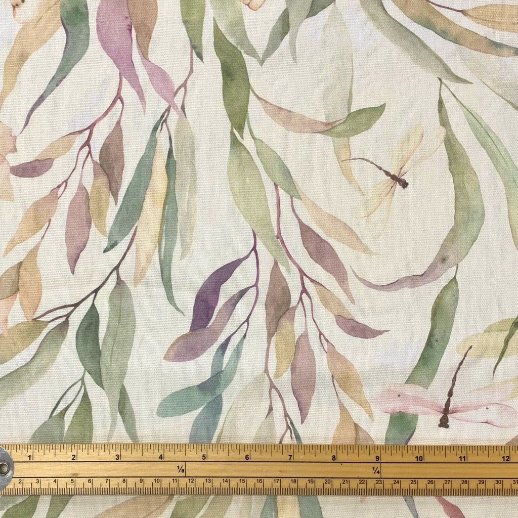 Watercolour Leaves Cotton Canvas Fabric