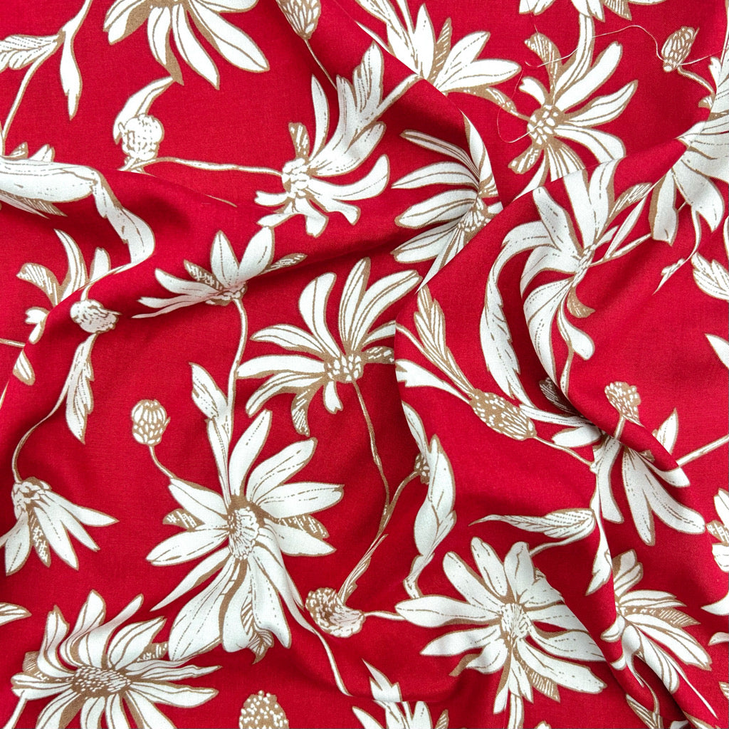 Daisy Waves Viscose Fabric