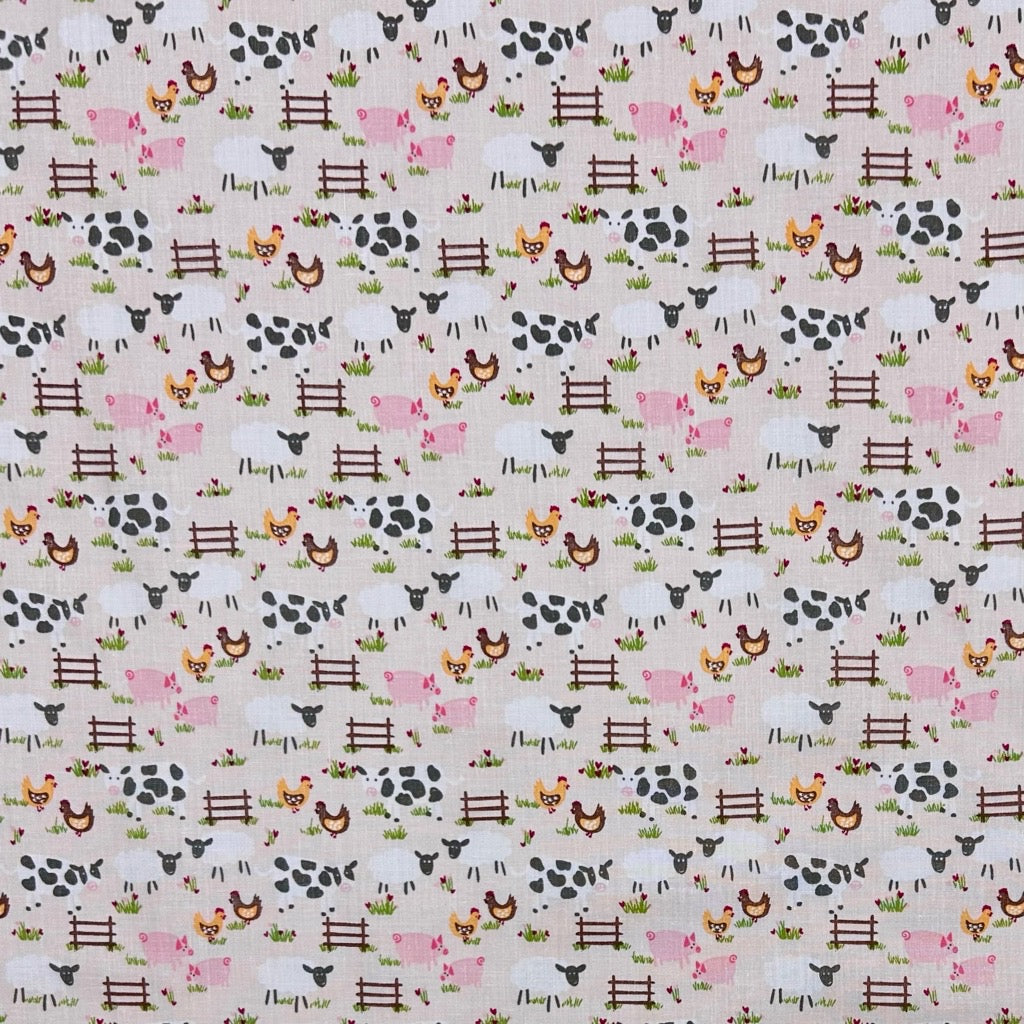 Farm Animals Polycotton Fabric