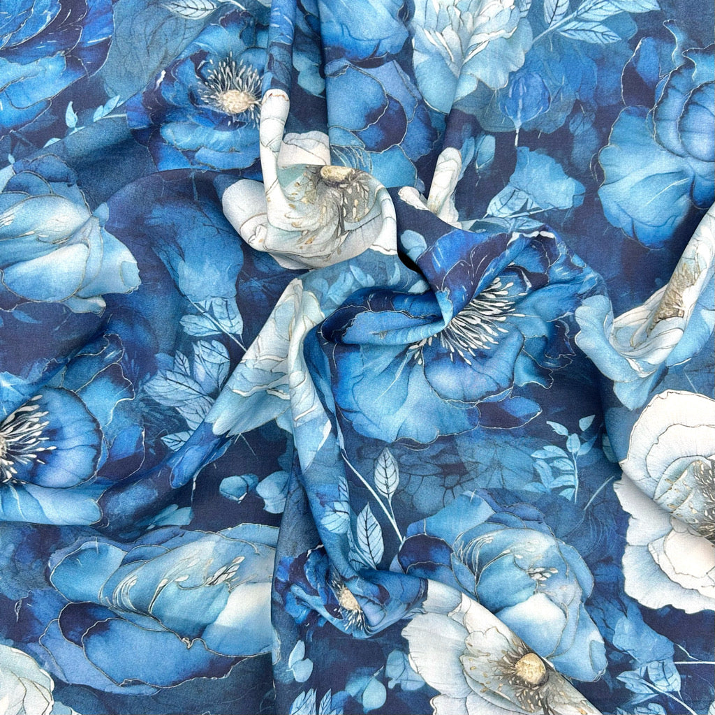Ocean Bloom Viscose Fabric