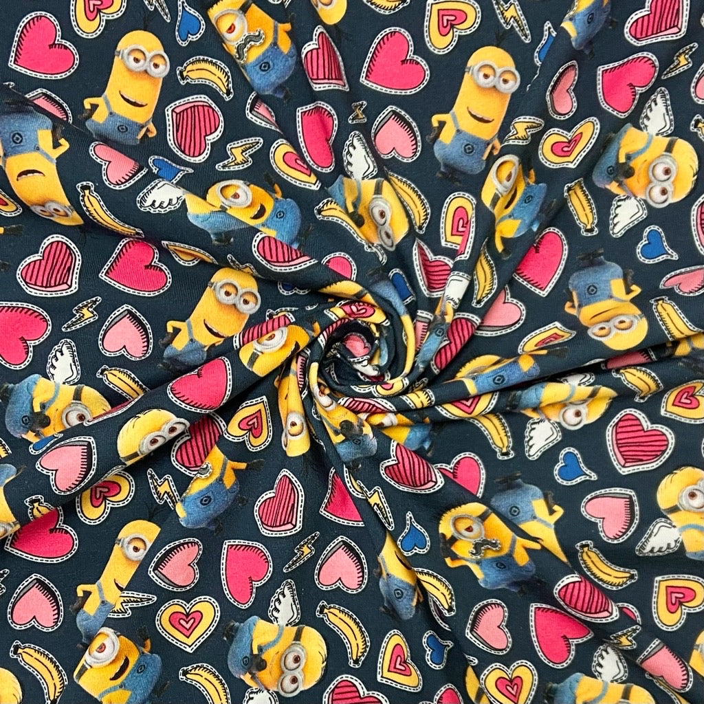 Minions and Hearts Cotton Jersey Fabric
