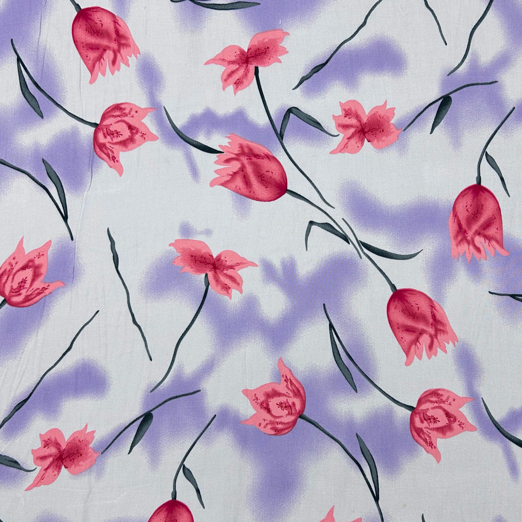 Spring Petals Viscose Challis Fabric