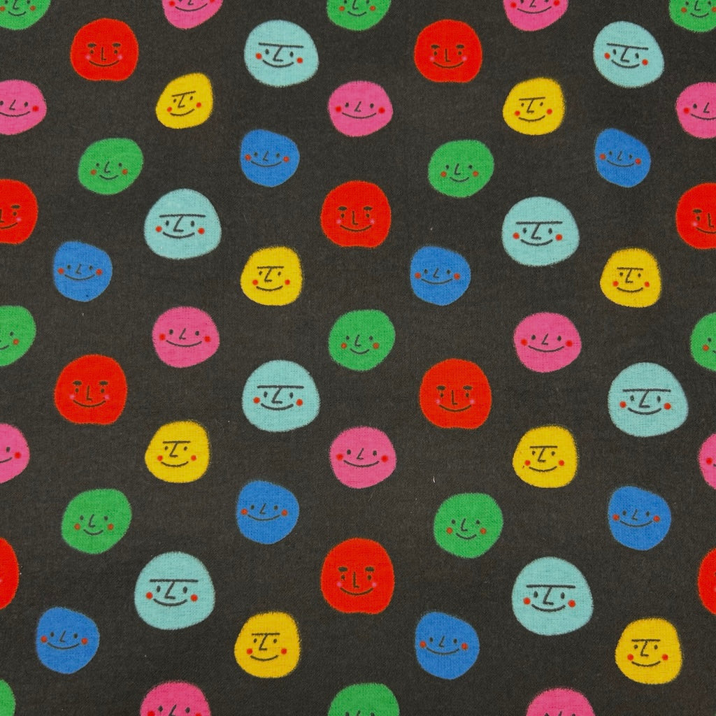 Smiley Faces Brushed Cotton Blend Fabric