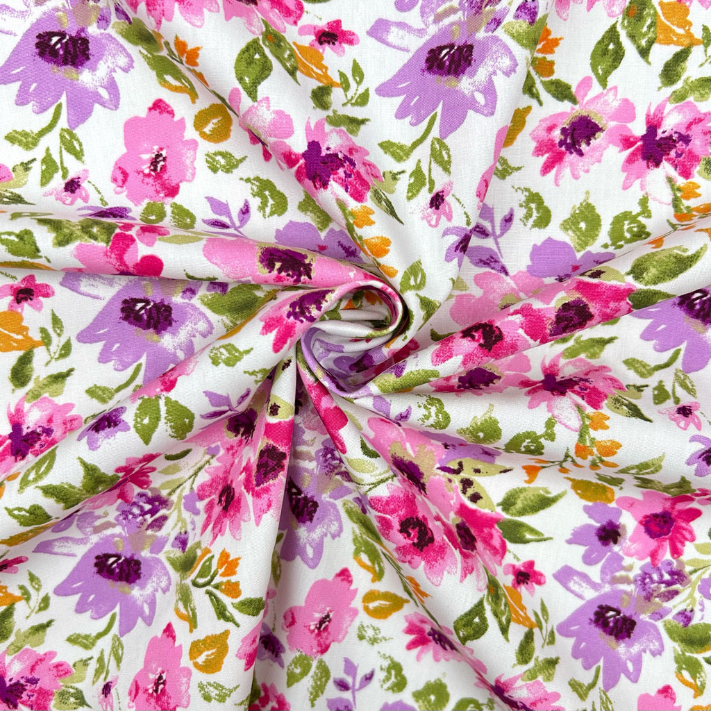 Botanical Mix Rose & Hubble Cotton Poplin Fabric