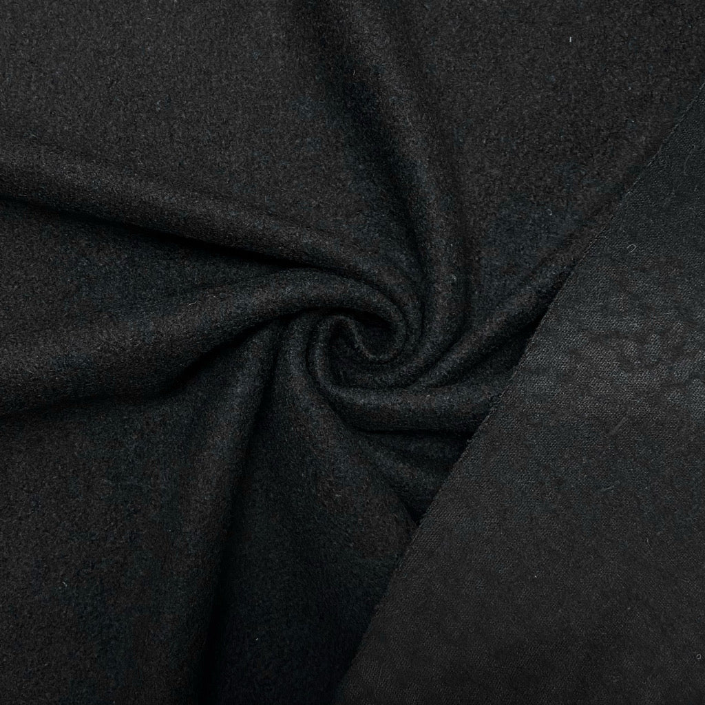 Plain Black Wool Mix Fabric