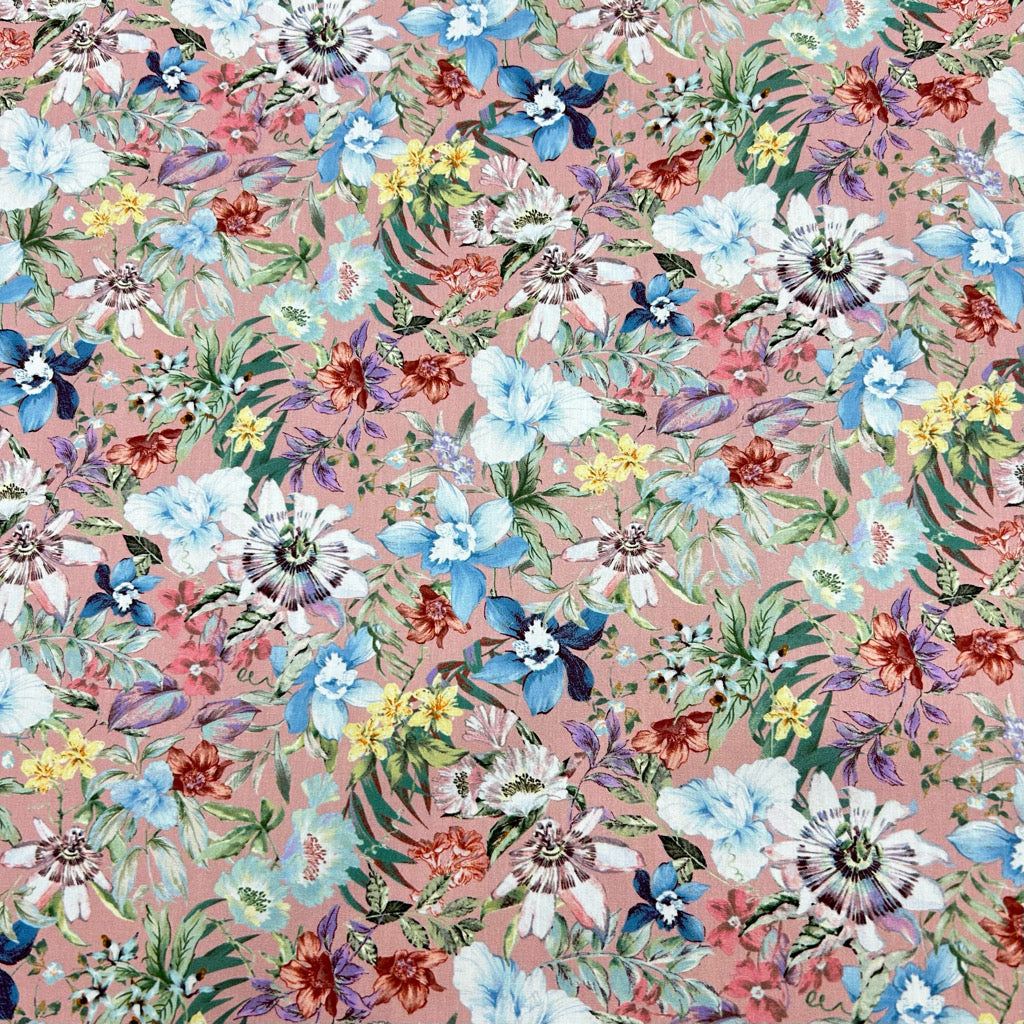 Bright Botanical Rose &amp; Hubble Cotton Poplin Fabric