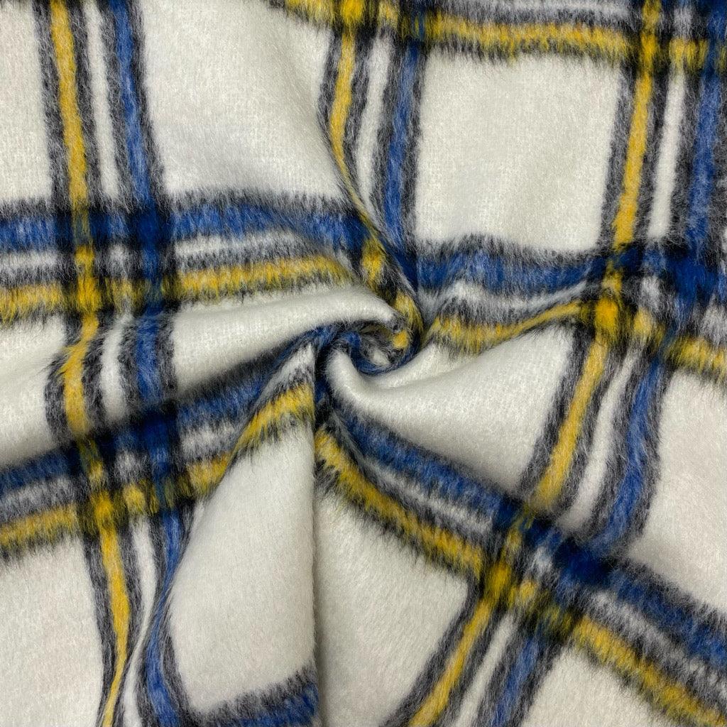 Blue/Yellow Checkered Wool Blend Fabric - 2 metres for £9.95 #10 - Pound Fabrics
