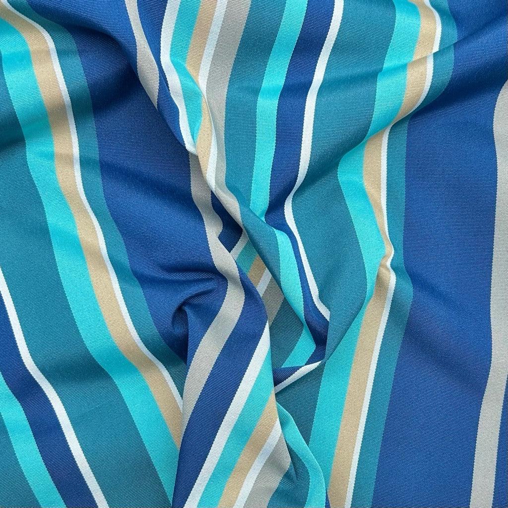 Blue/Teal Stripes Water Resistant Fabric - Pound Fabrics