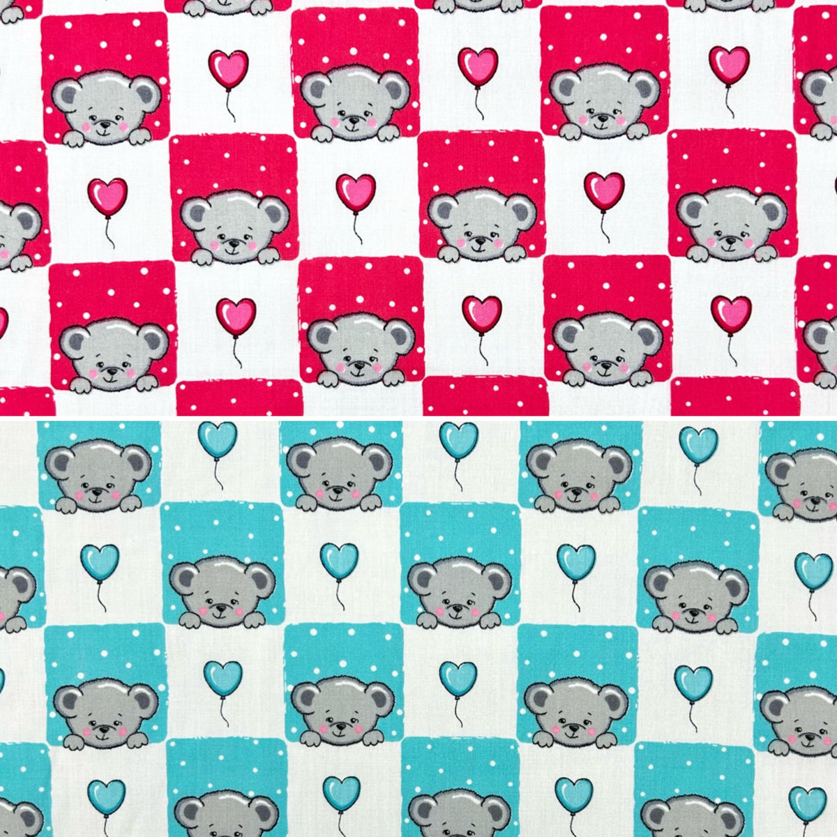 Teddy Heart Polycotton Fabric
