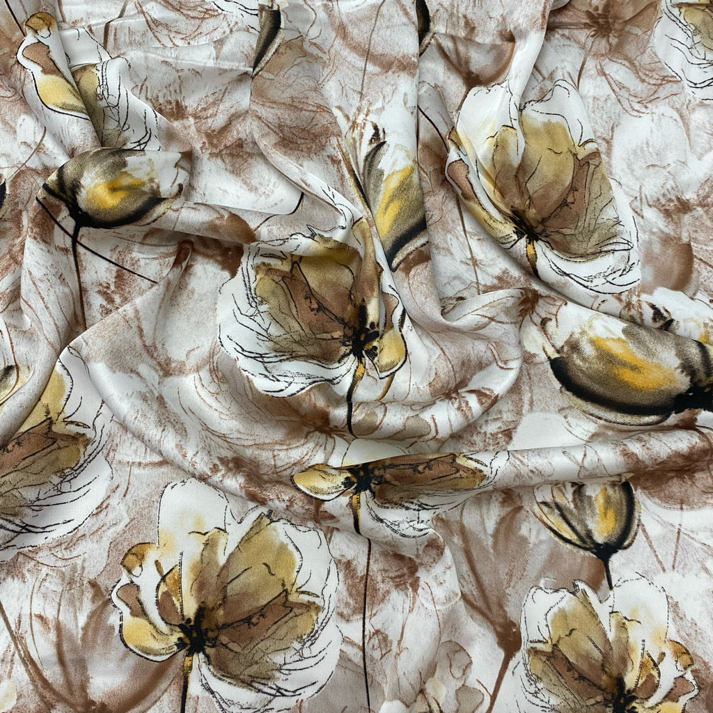 Blooming Floral Satin Fabric