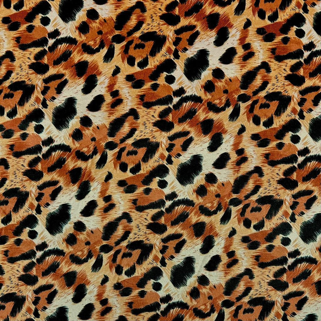 Safari Leopard Stretch Velvet Fabric