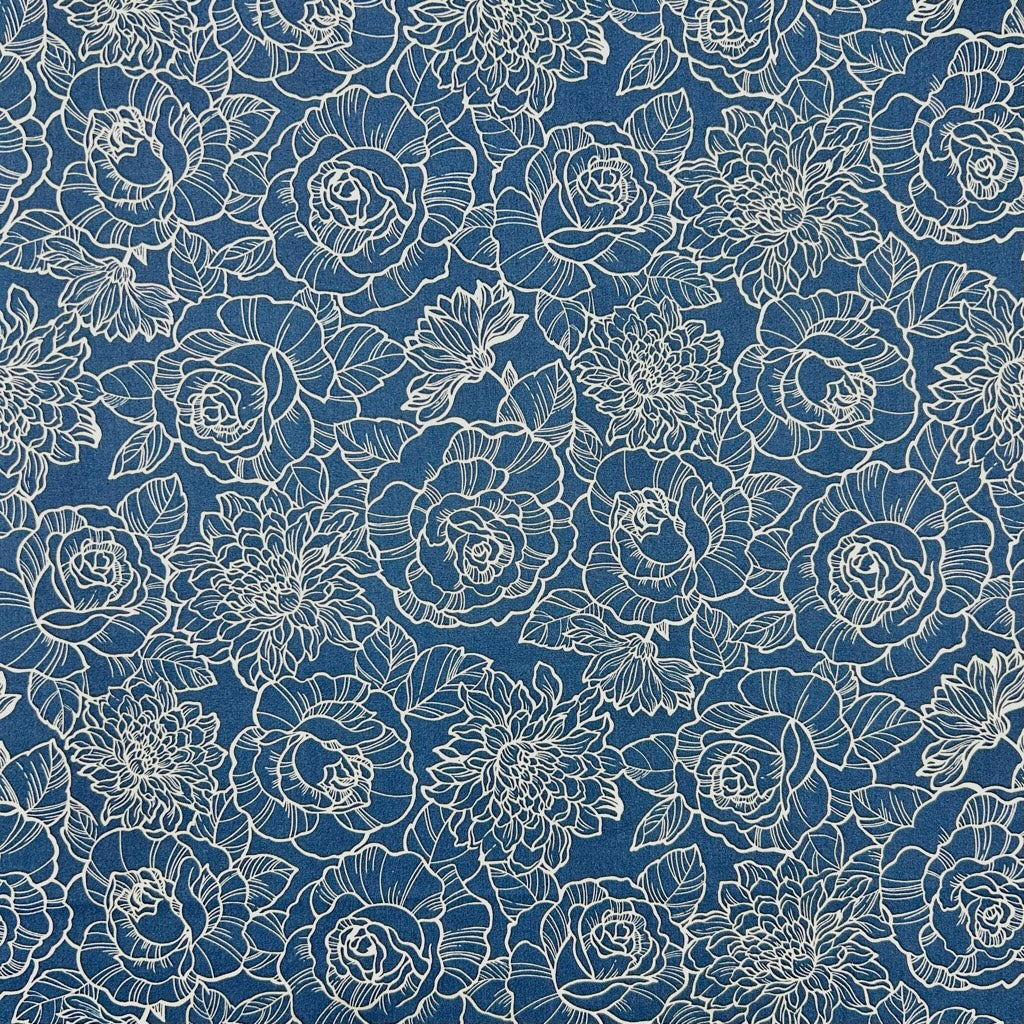 Elegant Blooms Rose & Hubble Cotton Poplin Fabric