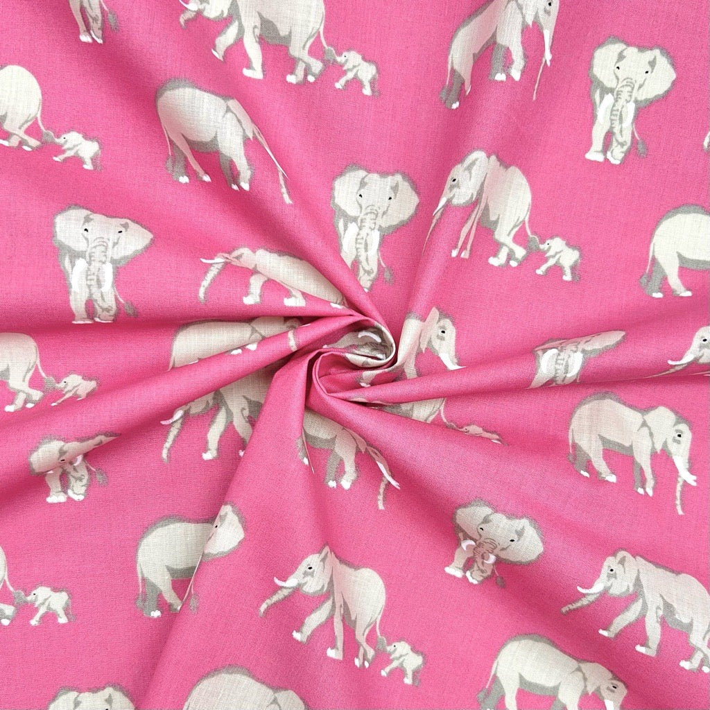 Elephant Family Polycotton Fabric