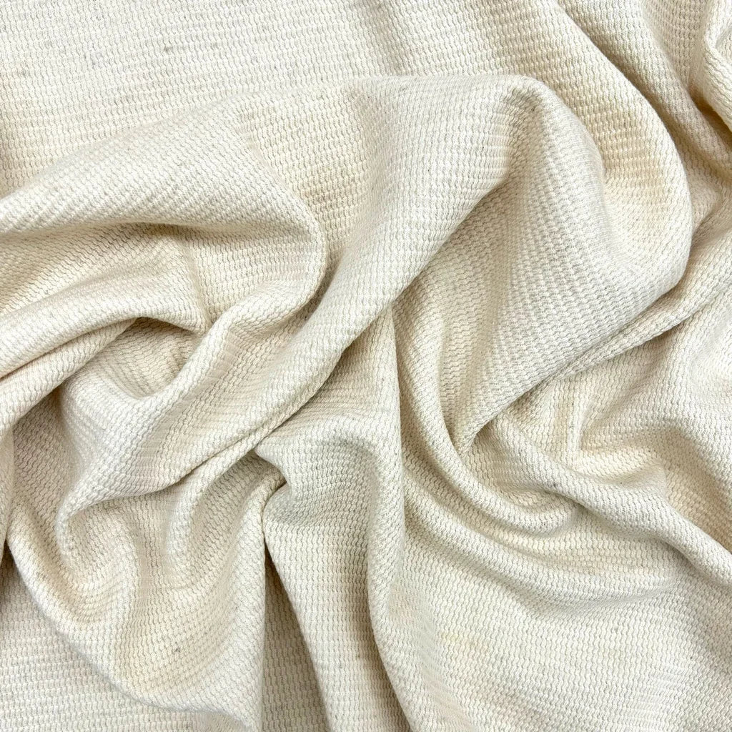 Plain Cream Waffle Jersey Fabric