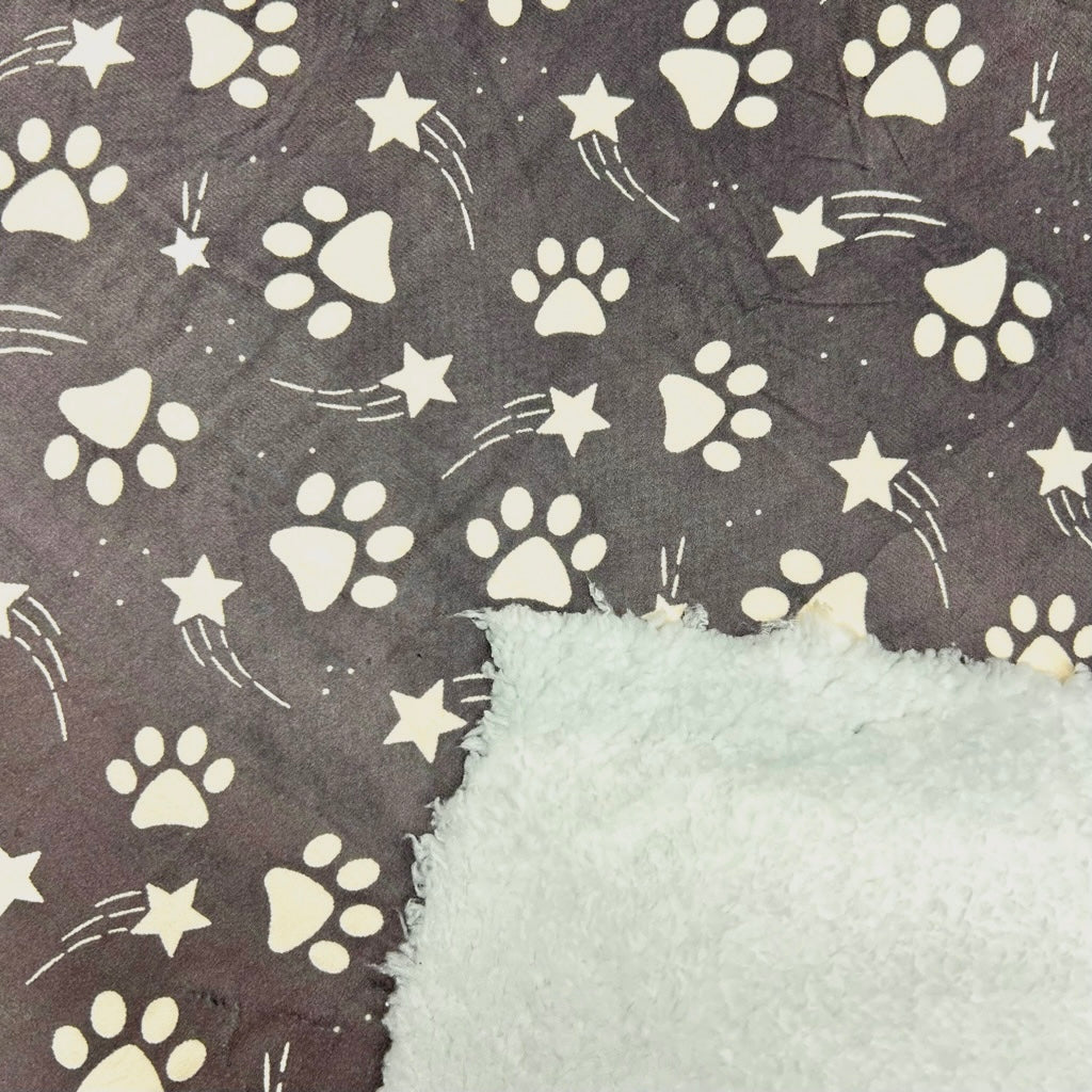 Paw and Star Sherpa Fur Backed Fleece Fabric