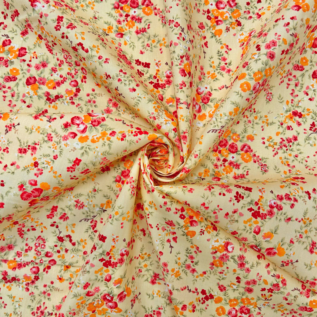 Mini Blooms Rose &amp; Hubble Cotton Poplin Fabric