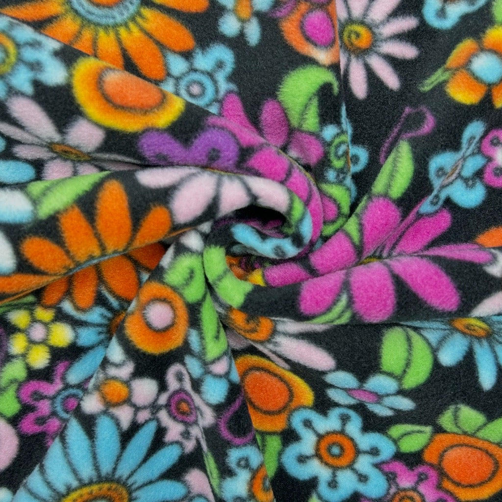 Groovy Flowers Anti Pill Polar Fleece Fabric