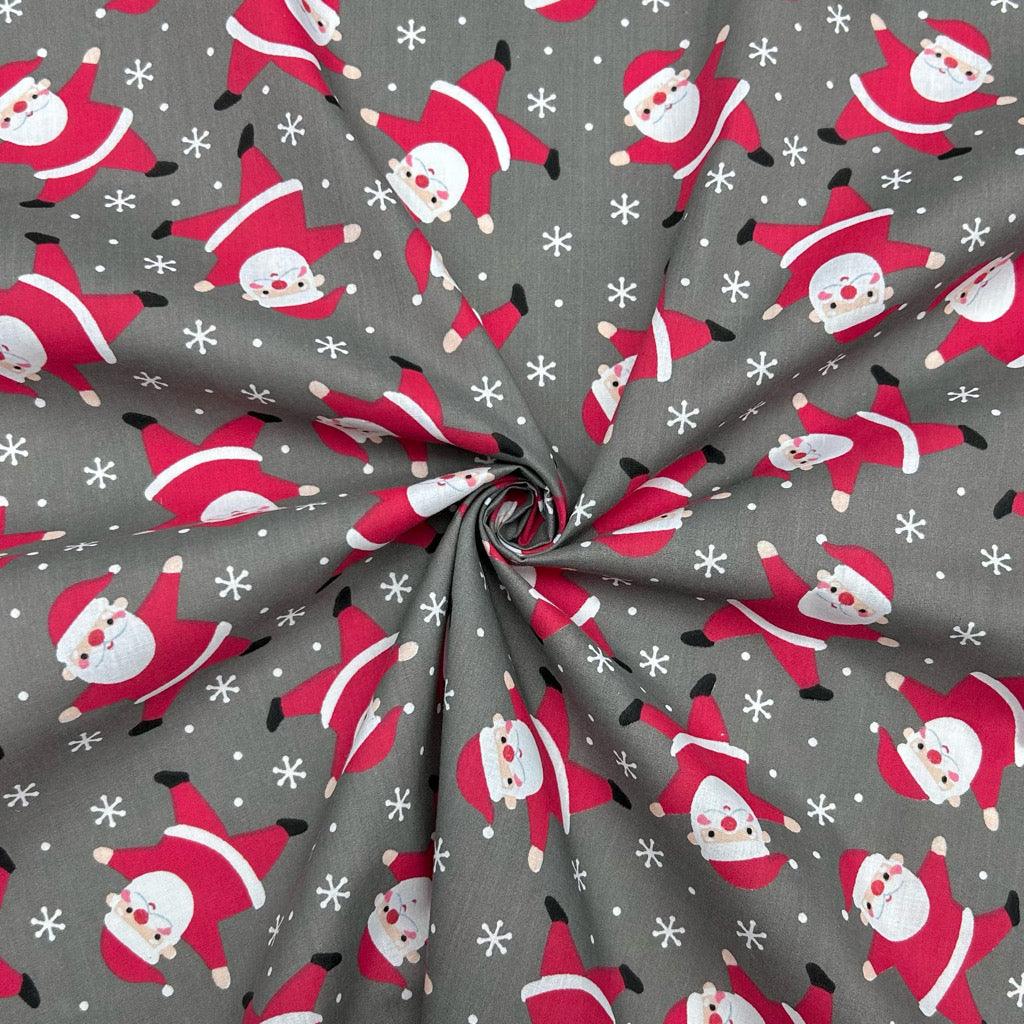 Happy Santa Polycotton Fabric - Pound Fabrics