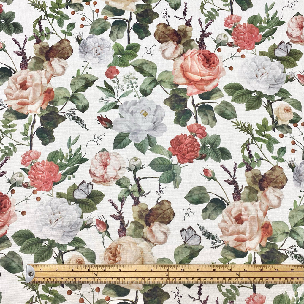 Large Graceful Floral Cotton Canvas Fabric