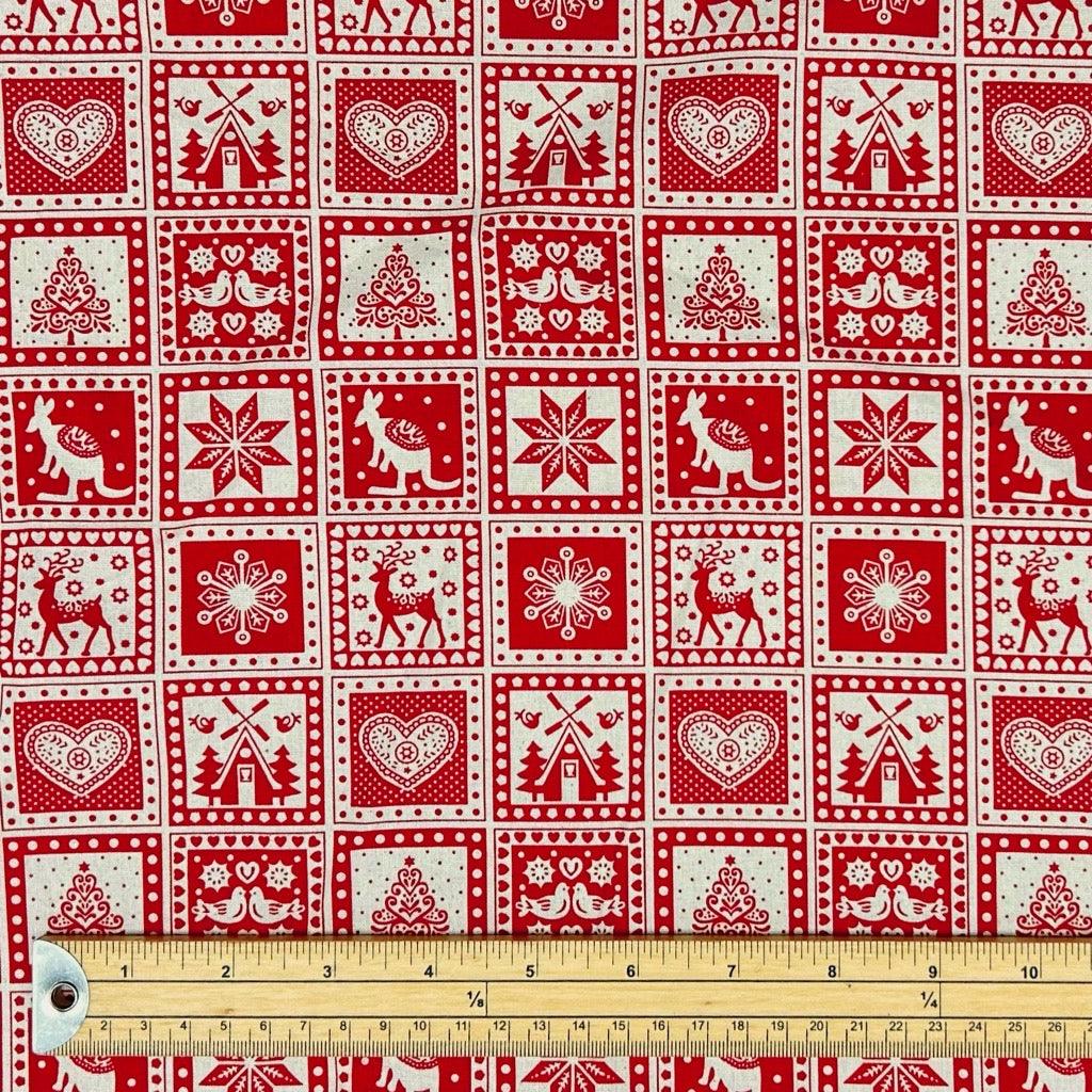 Festive Patchwork Christmas Cotton Fabric - Pound Fabrics