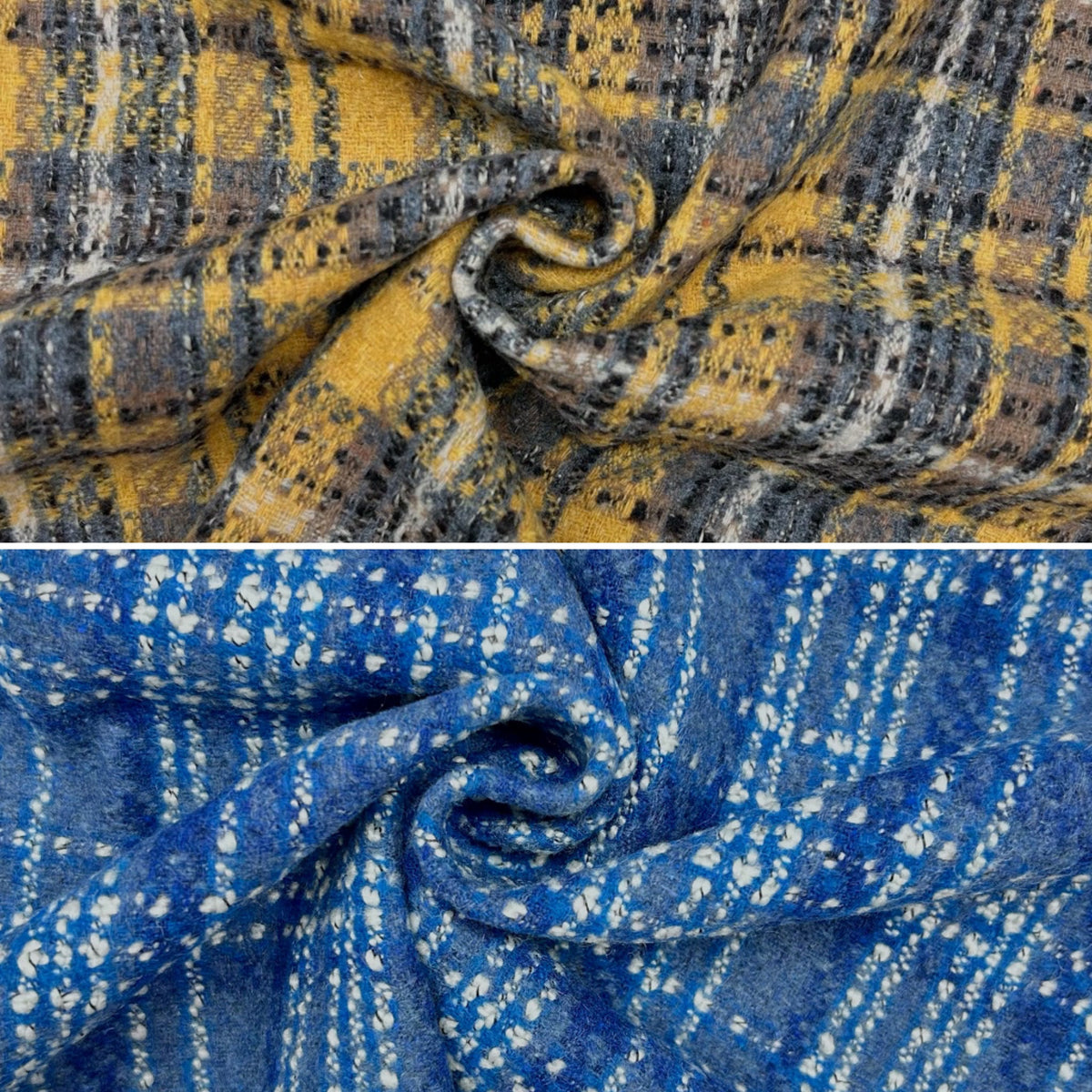 Textured Grid Wool Blend Fabric