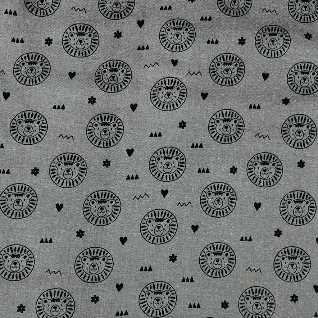 Lion Faces Flat Double Gauze Fabric