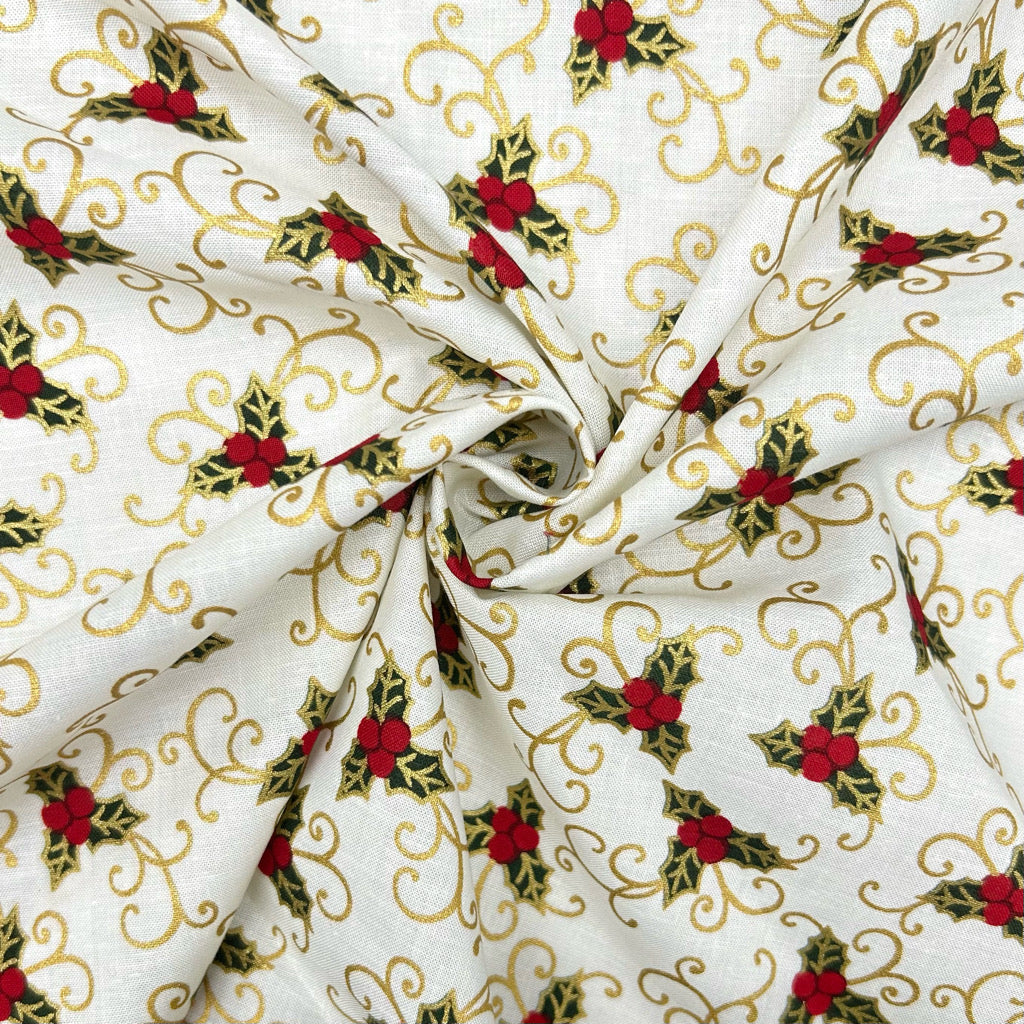 Festive Vine Christmas Cotton Fabric