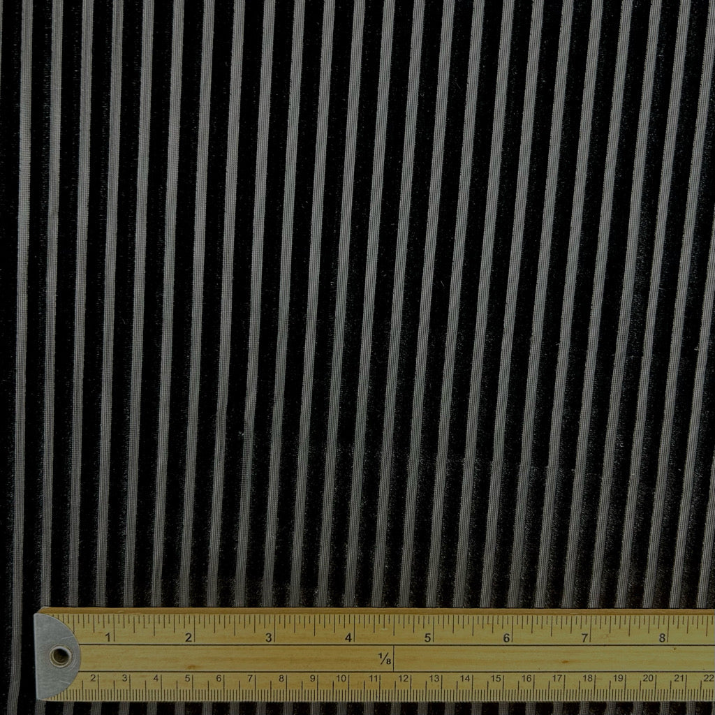 Black Stripes Burnout Velour Fabric
