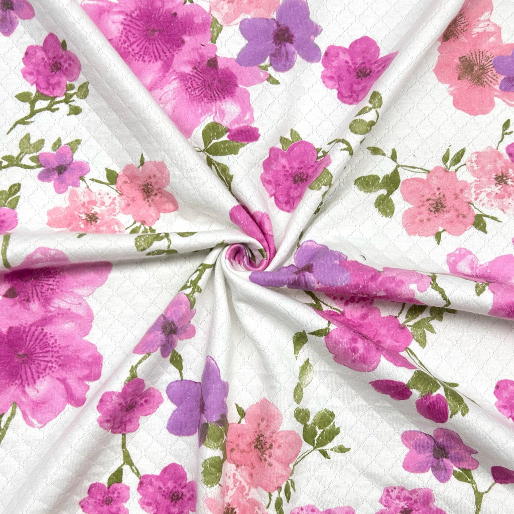 Purple Floral Quilted Cotton Fabric - Pound Fabrics