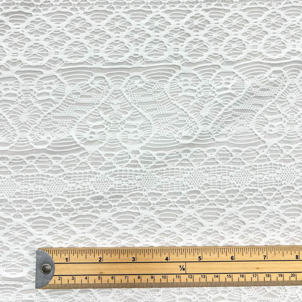 Spiral Design on White Lace Fabric - Pound Fabrics