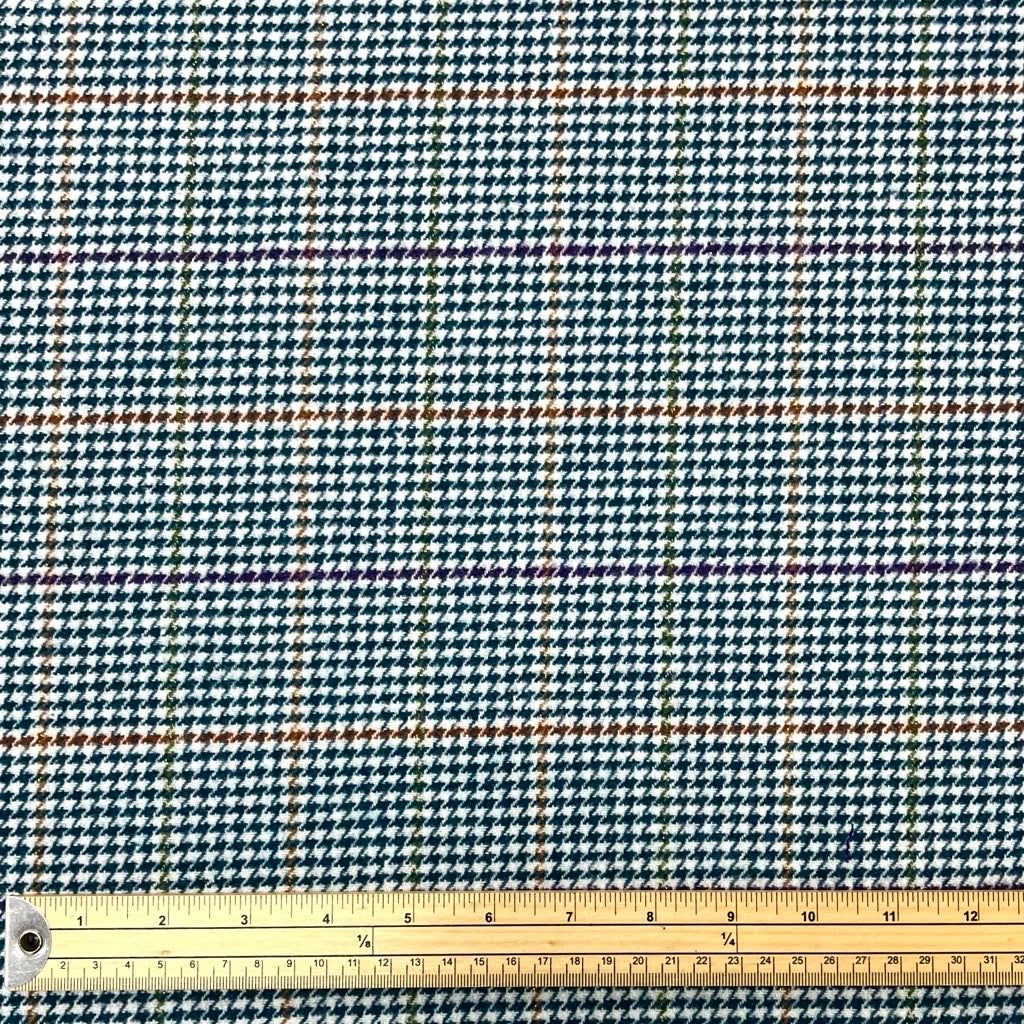 Greyish Blue Dogtooth Checkered Wool Blend Fabric - 2 metres for £9.95 #30