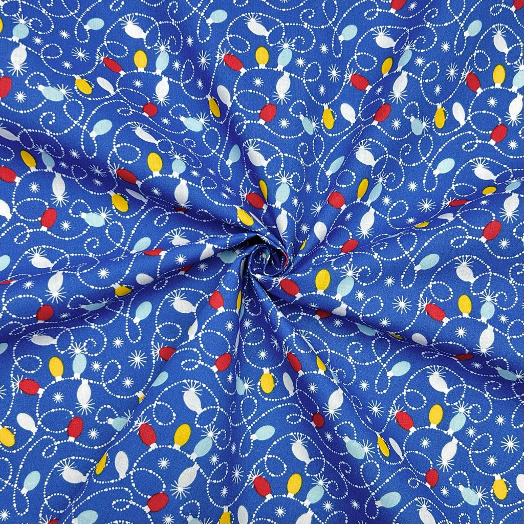 Christmas Lights Polycotton Fabric - Pound Fabrics