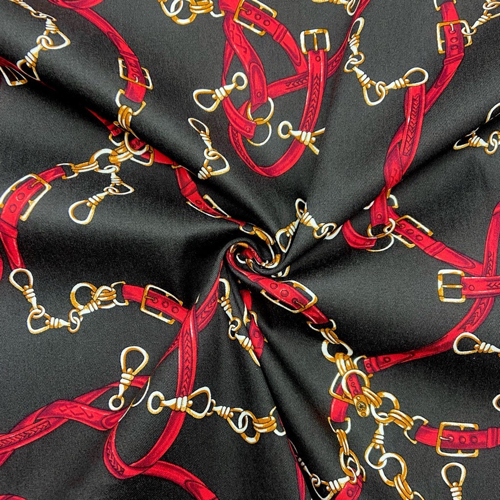 Chain Print Cotton Twill Fabric - Maximum 3 Metres