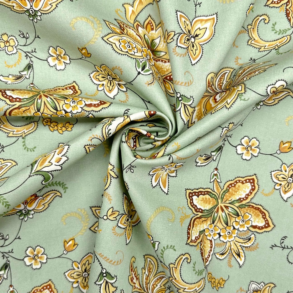 Persian Garden Rose & Hubble Cotton Poplin Fabric