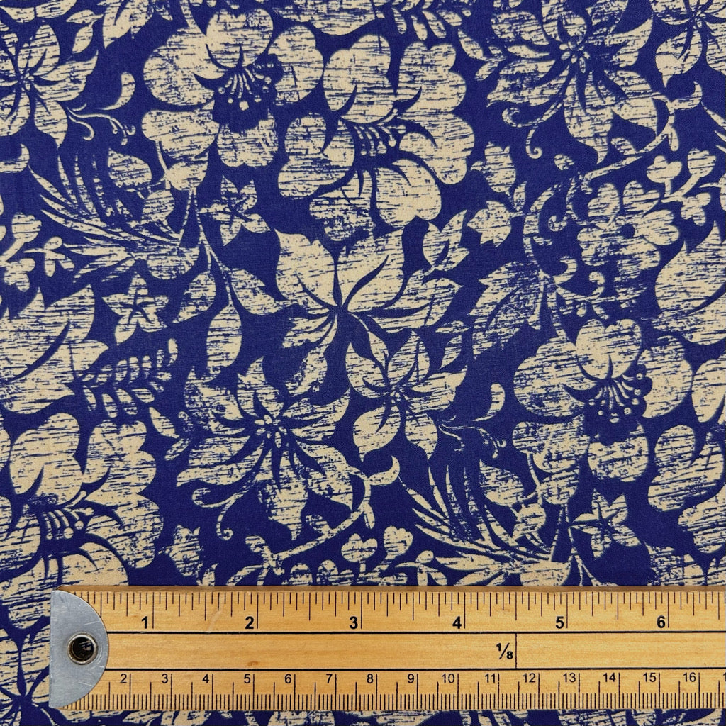 Washed Florals on Navy Cotton Lawn Fabric