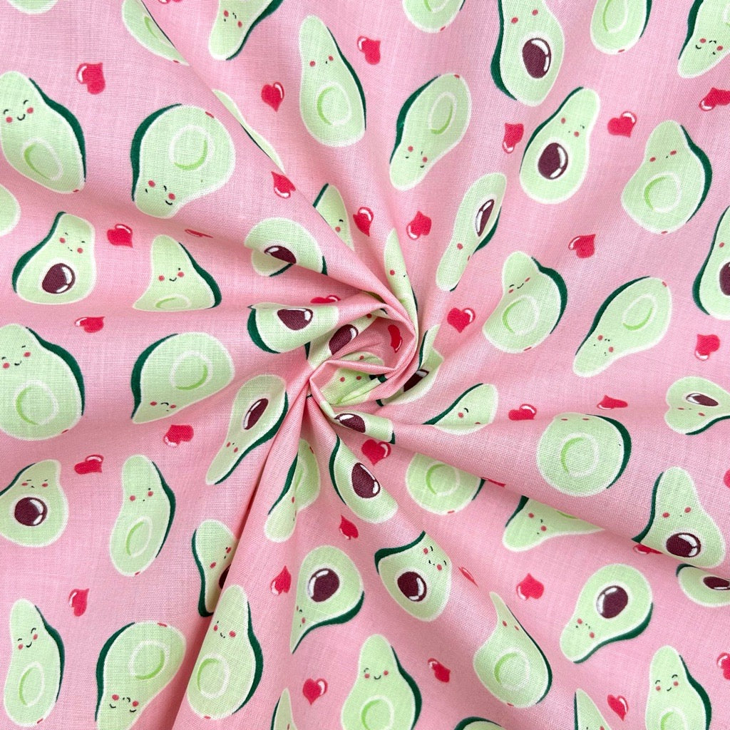 Avocado Hearts Polycotton Fabric
