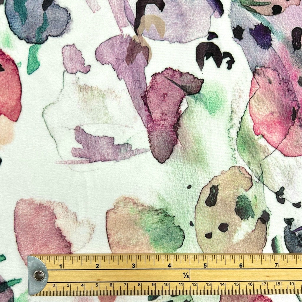 Ink Wash Bloom Stretch Velvet Fabric