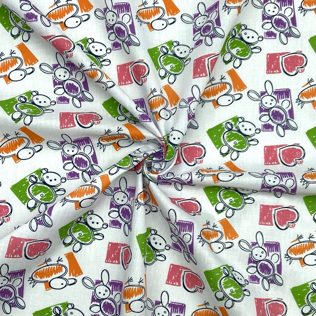 Teddy Drawings Polycotton Fabric - Pound Fabrics