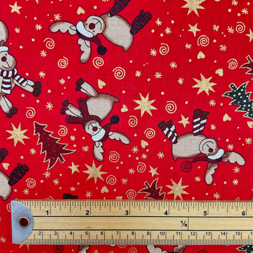 Dancing Reindeer Christmas Cotton Fabric