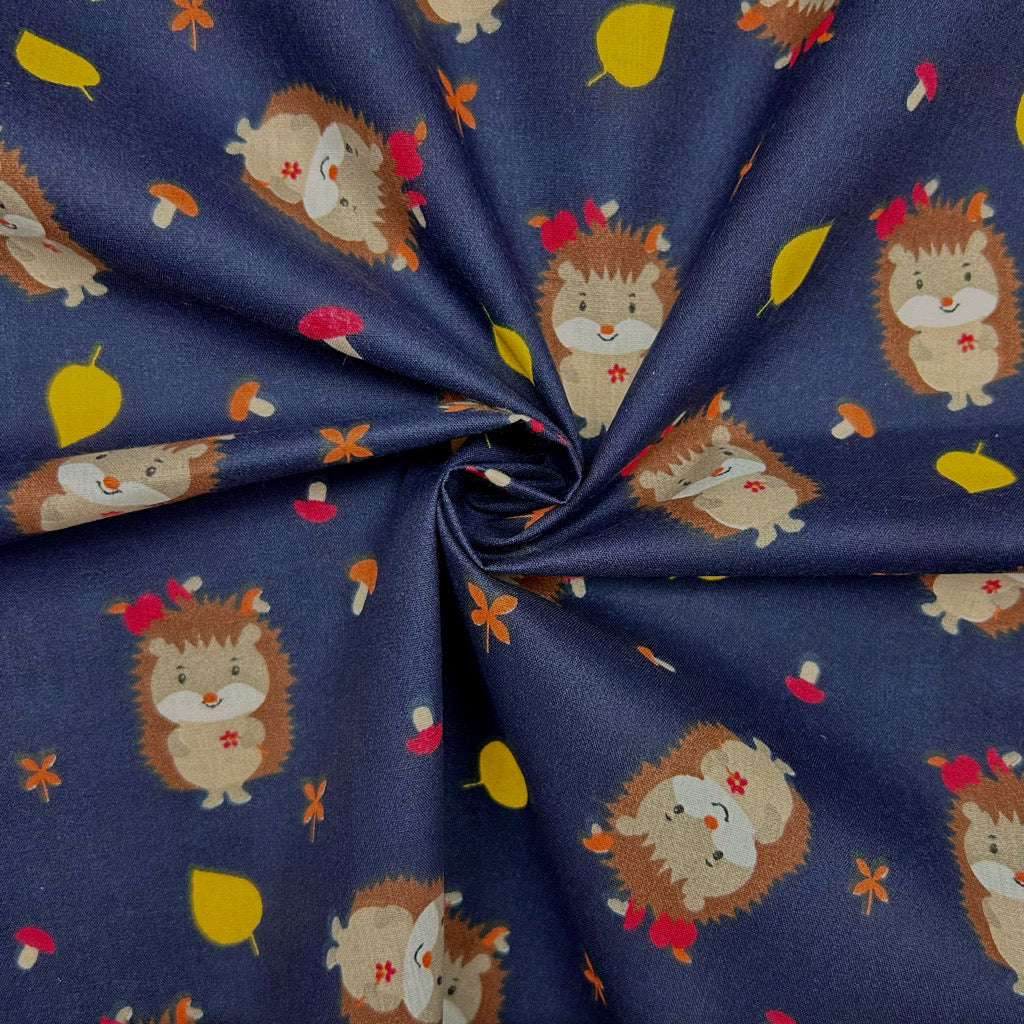 Playful Hedgehogs Polycotton Fabric