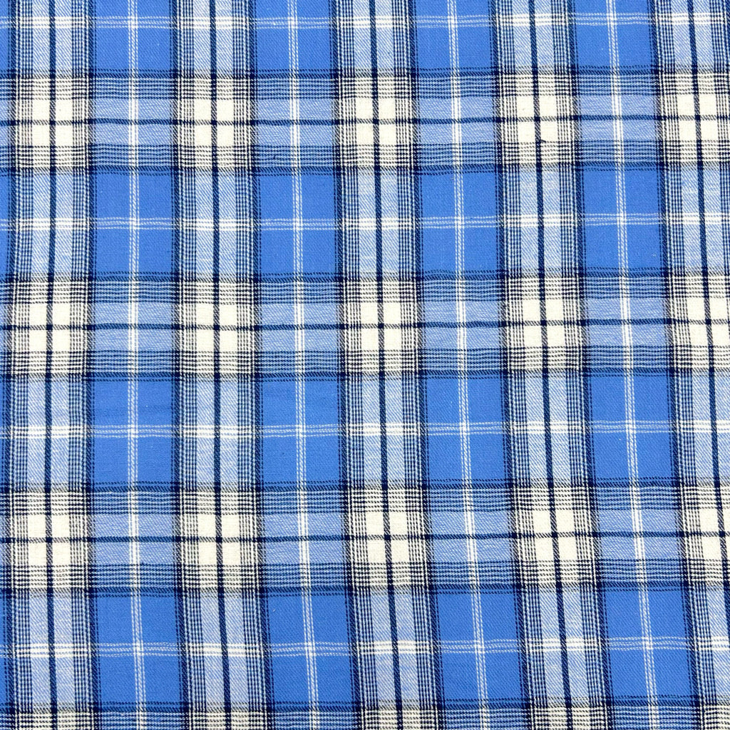 Sky Blue Check Brushed Cotton Fabric