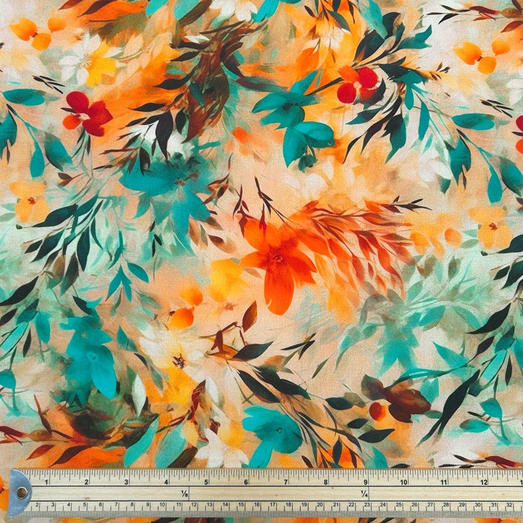 Warm Tropical Jungle Viscose Challis Fabric