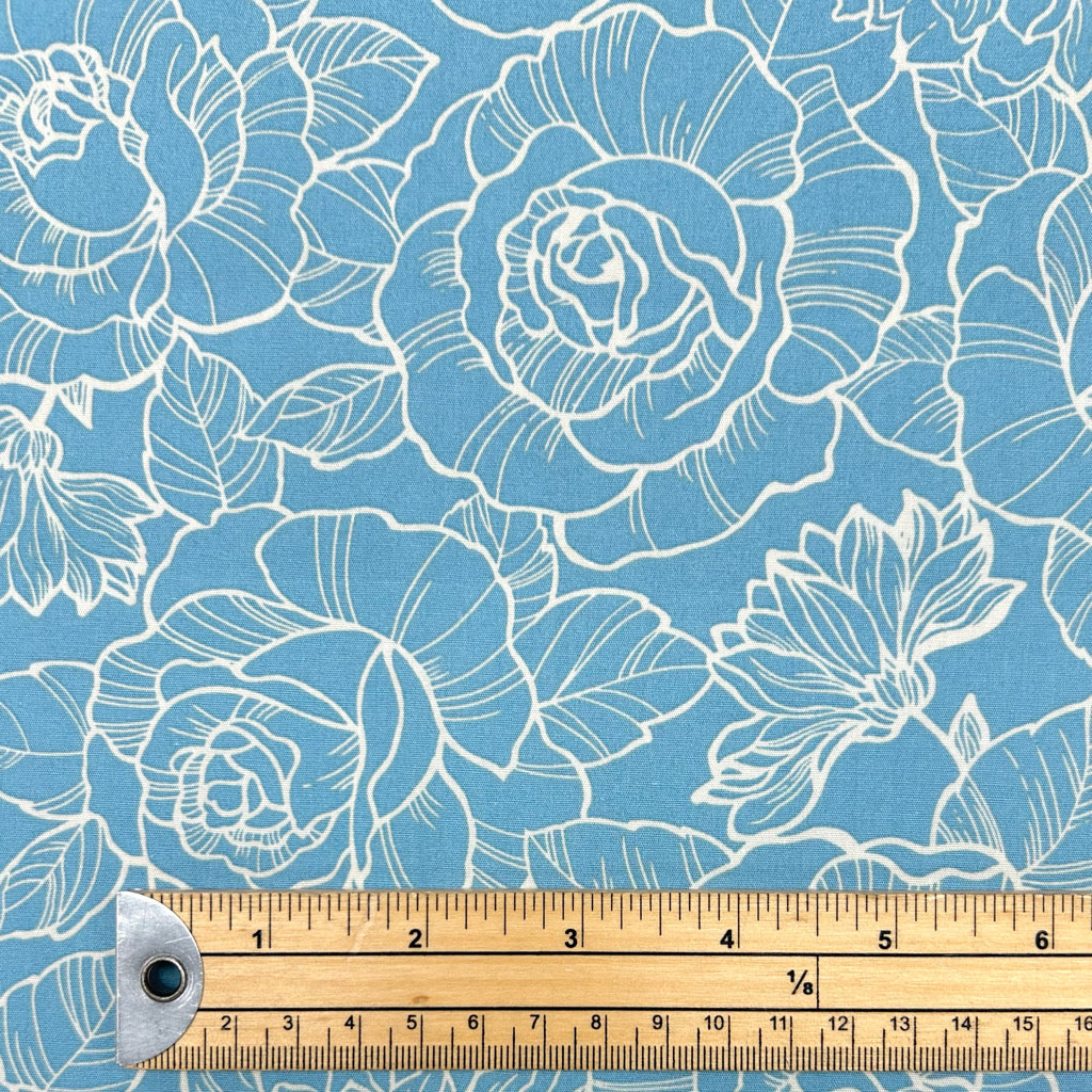 Elegant Blooms Rose & Hubble Cotton Poplin Fabric