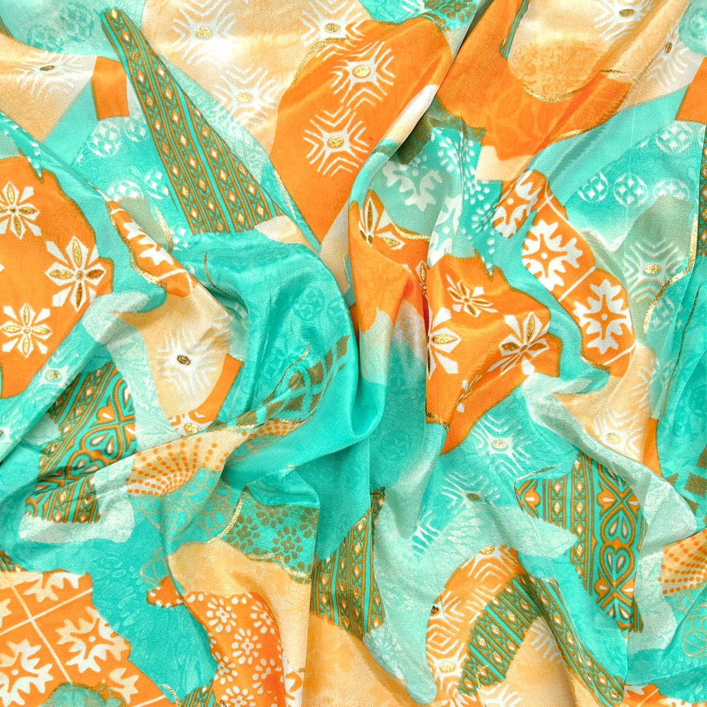 Mixed Panels Silky Polyester Fabric