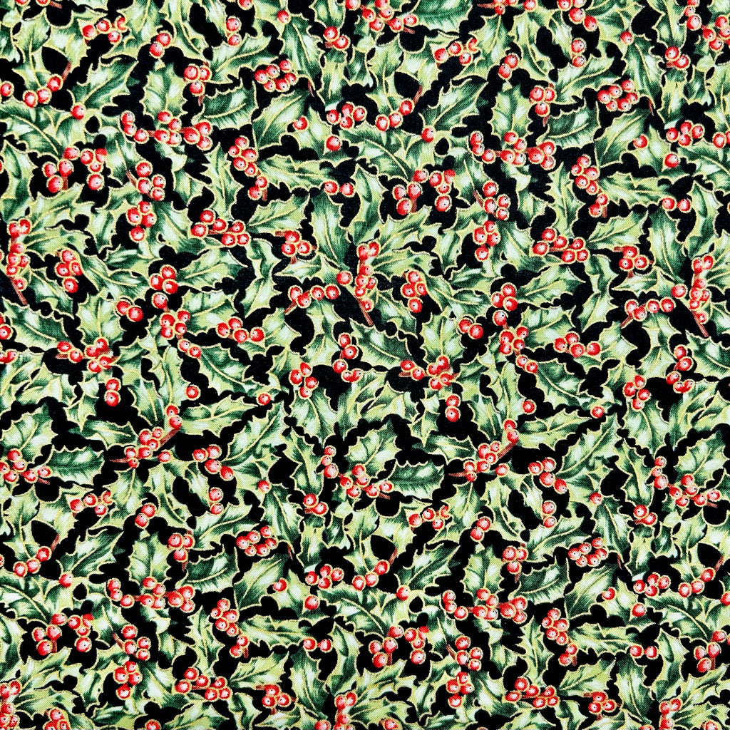 Holly Berry Christmas Cotton Fabric