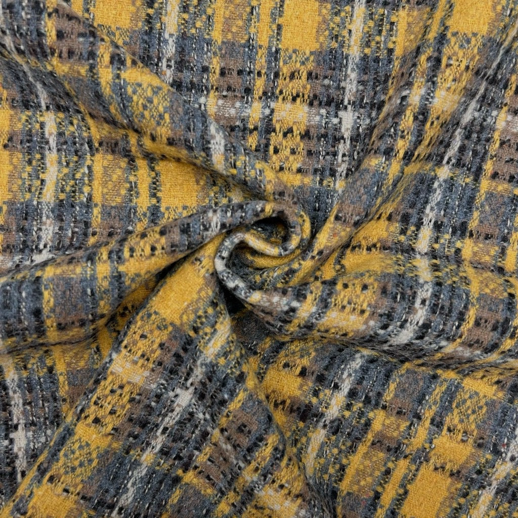 Textured Grid Wool Blend Fabric