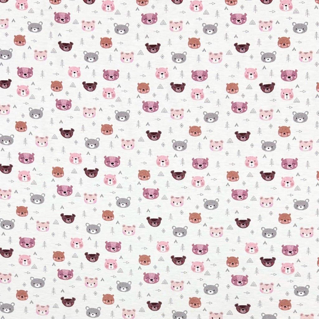 Teddy on White 100% Cotton Jersey Fabric